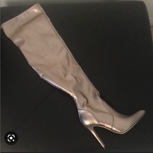 Size 8 thigh high silver boot